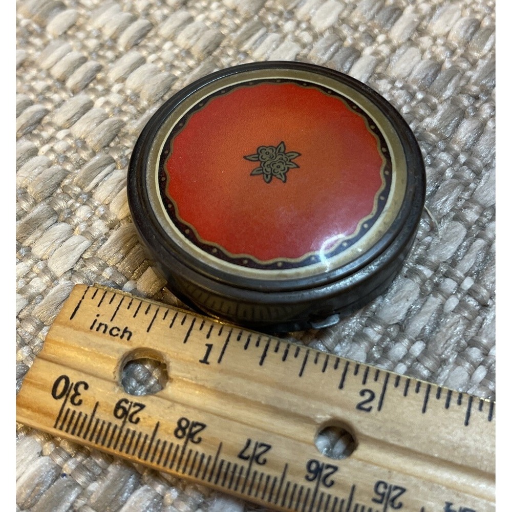 Vintage antique‎ Vivaudou compact good mirror 20's Enamel Floral - Picture 11 of 12